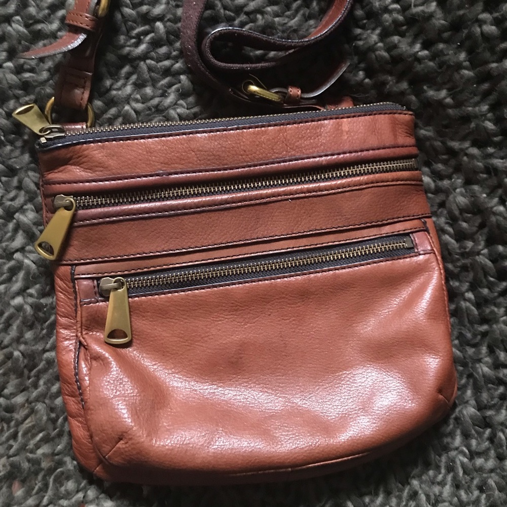Fossil Leather Crossbody Brown Satchel
